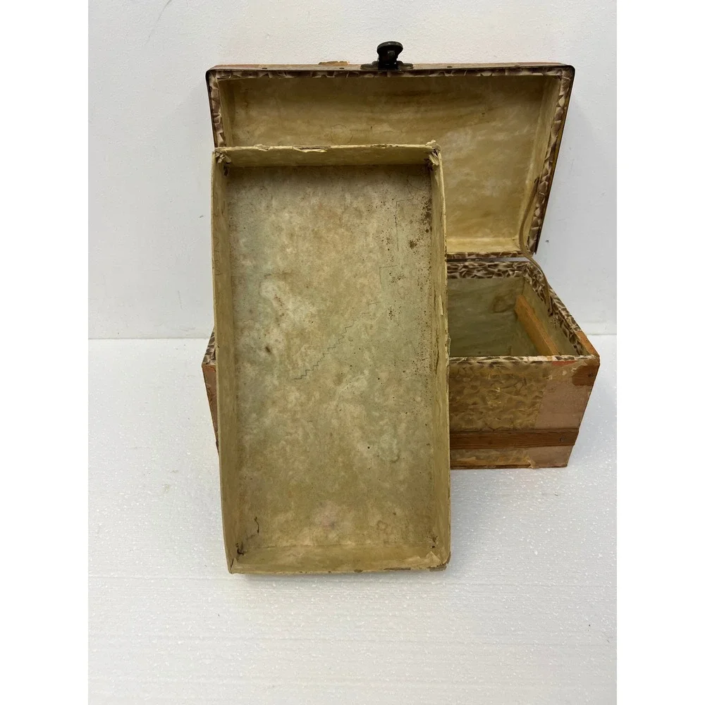 Wood Dollhouse Steamer Trunk Miniature Antique Storage Box Chest SALESMAN SAMPLE